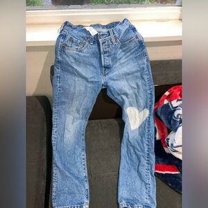 501 jeans with heart patch